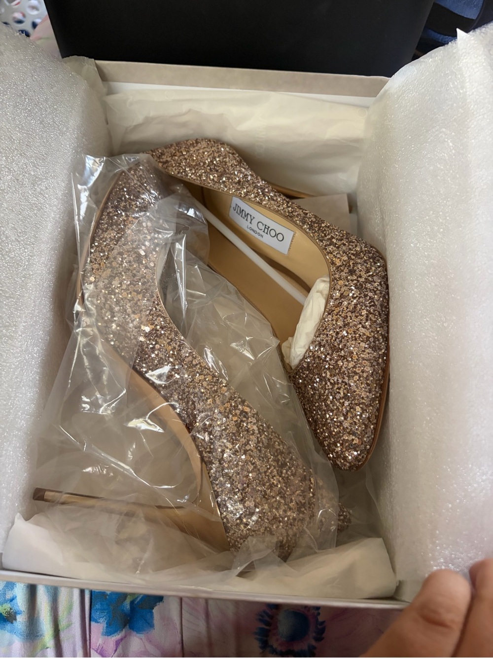 Jimmy Choo Women's Glitter Pointed-Toe Pumps in Gold